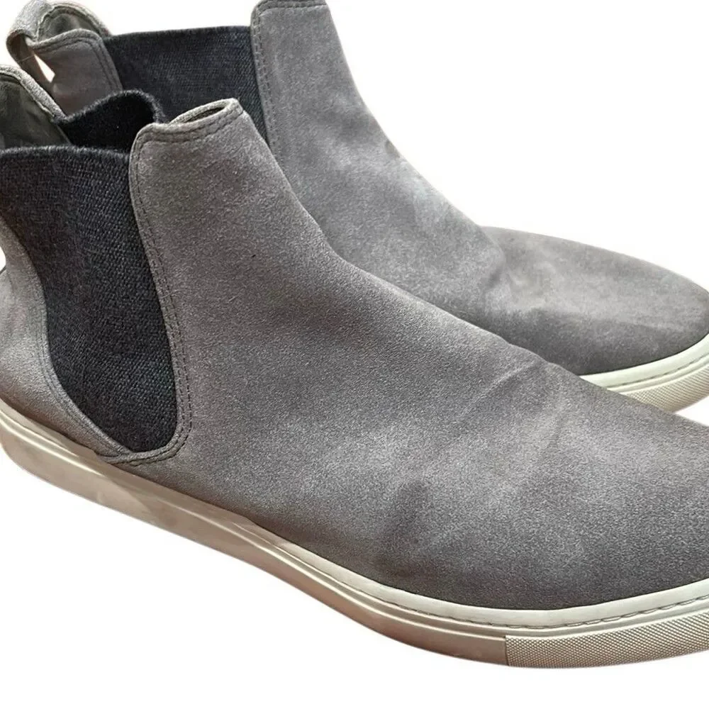 Vince Men's Gray Suede Chelsea Ankle Slip-On Boots Round Toe Pull Tab 8.5